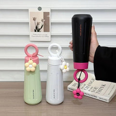 Loop Water Bottle With Leak-Proof Lid and Flower Keychain|450ML Coffee and Juice Carry Bottle For Girls and Kids|School, Office and Travel Carry Drink Tumble