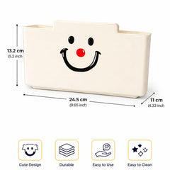 Multipurpose Kitchen Knife Holder & Utensil Organizer – Plastic Storage Caddy with Spoon Holder, Knife Stand & Smiley Design (Countertop Storage Box)