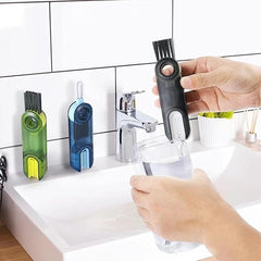 3-in-1 Cleaning Brush for Teacup Cleaning Tiny Bottle Cup Lid Brush Straw Cleaner Tools Multi-Functional Crevice Cleaning Brush Cleaning Brushes for Water Bottle ( Pack of 2 )