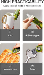 3-in-1 Cleaning Brush for Teacup Cleaning Tiny Bottle Cup Lid Brush Straw Cleaner Tools Multi-Functional Crevice Cleaning Brush Cleaning Brushes for Water Bottle ( Pack of 2 )