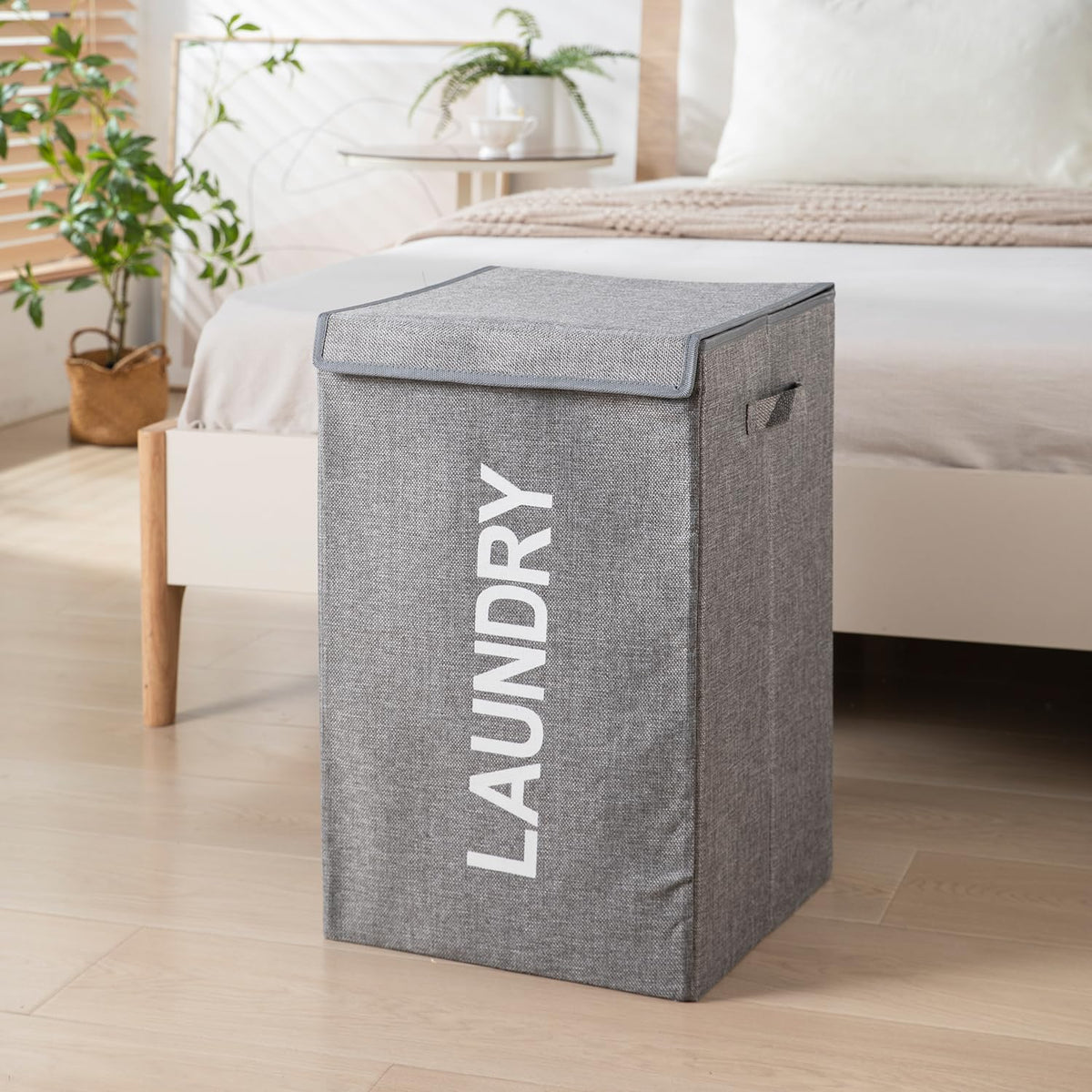 Modern Fabric Laundry Organizer with Lid and Handles