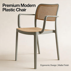 RATTAN ARM GREY CAFE CHAIR