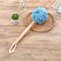 Scrubber for Shower with Wooden Long Handle