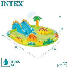 Kids Inflatable Dinosaur Water Play Pool with Slide & Sprinkler – Outdoor Summer Splash Pool for Toddlers