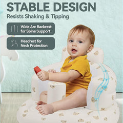 Trending Inflatable Baby Support Seat Sofa Chair with Backrest | Soft Portable Baby Sitting Trainer Seat for 3-12 Months Infants