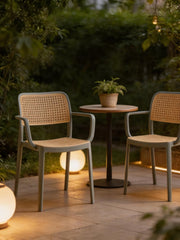 RATTAN ARM GREY CAFE CHAIR
