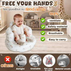 Trending Inflatable Baby Support Seat Sofa Chair with Backrest | Soft Portable Baby Sitting Trainer Seat for 3-12 Months Infants