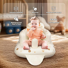 Trending Inflatable Baby Support Seat Sofa Chair with Backrest | Soft Portable Baby Sitting Trainer Seat for 3-12 Months Infants
