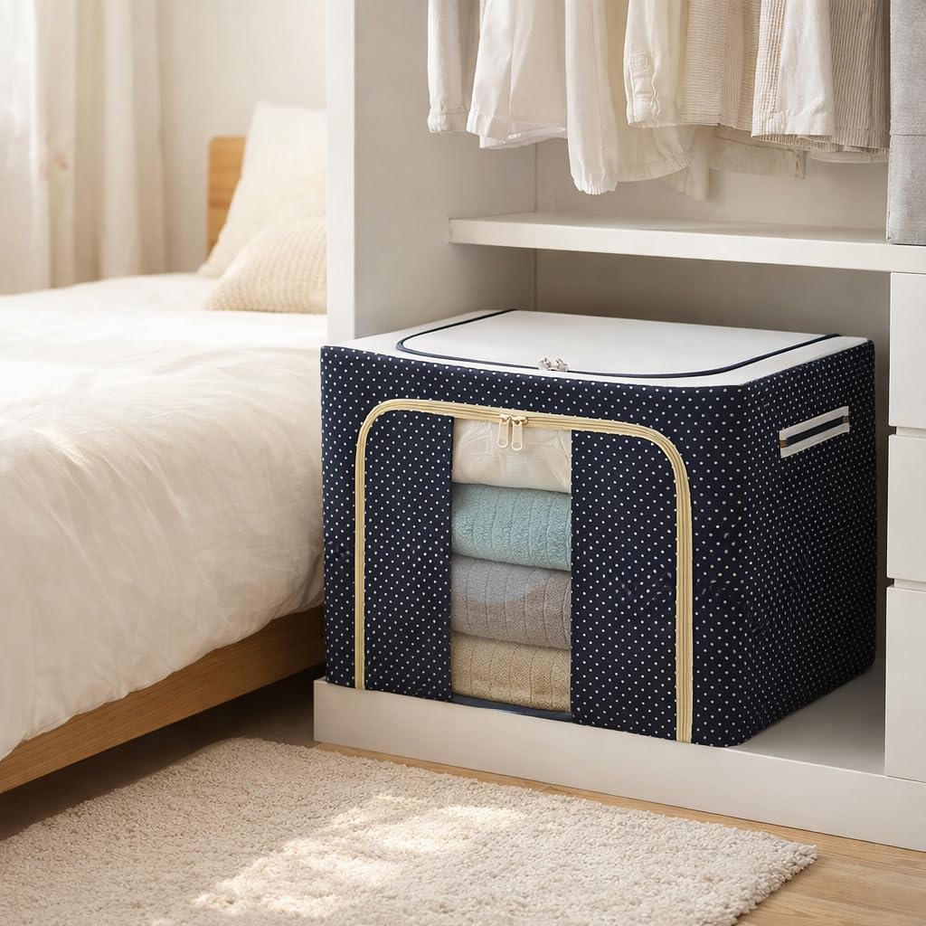 Foldable 66L cloths storage box organiser