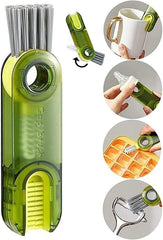 3-in-1 Cleaning Brush for Teacup Cleaning Tiny Bottle Cup Lid Brush Straw Cleaner Tools Multi-Functional Crevice Cleaning Brush Cleaning Brushes for Water Bottle ( Pack of 2 )