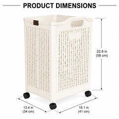 Foldable Laundry Basket with Wheels & Handles