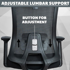 Ergonomic Office High Back Computer Chair Adjustable Lumbar Support & Cushion Seat, 360° Adjustable Armrests, Multi Lock Mechanism, Chrome Base - Black