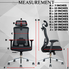 Ergonomic Office High Back Computer Chair Adjustable Lumbar Support & Cushion Seat, 360° Adjustable Armrests, Multi Lock Mechanism, Chrome Base - Black