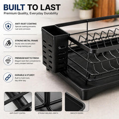 Dish Drying Rack with Drain Tray & Cutlery Holder
