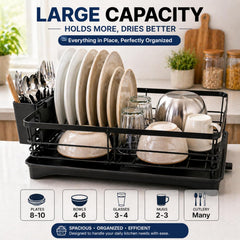 Dish Drying Rack with Drain Tray & Cutlery Holder