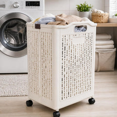 Foldable Laundry Basket with Wheels & Handles