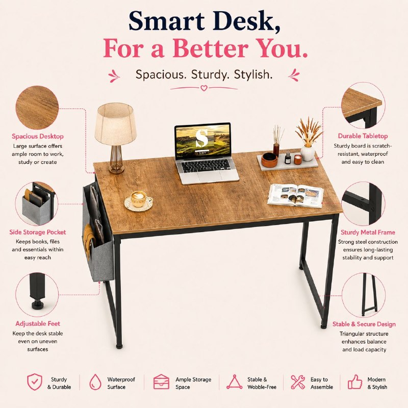 Computer Desk 32" Inch Study Writing Table for Home Office, Modern Small Space Simple Style PC Work Desk