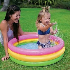 Inflatable Kids Swimming Pool – 3 Ring Rainbow Baby Pool, Portable Toddler Water Play Pool for Indoor & Outdoor Garden