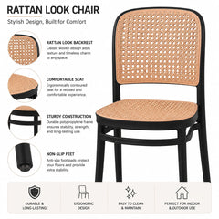 RATTAN PREMIUM BLACK CAFE CHAIR