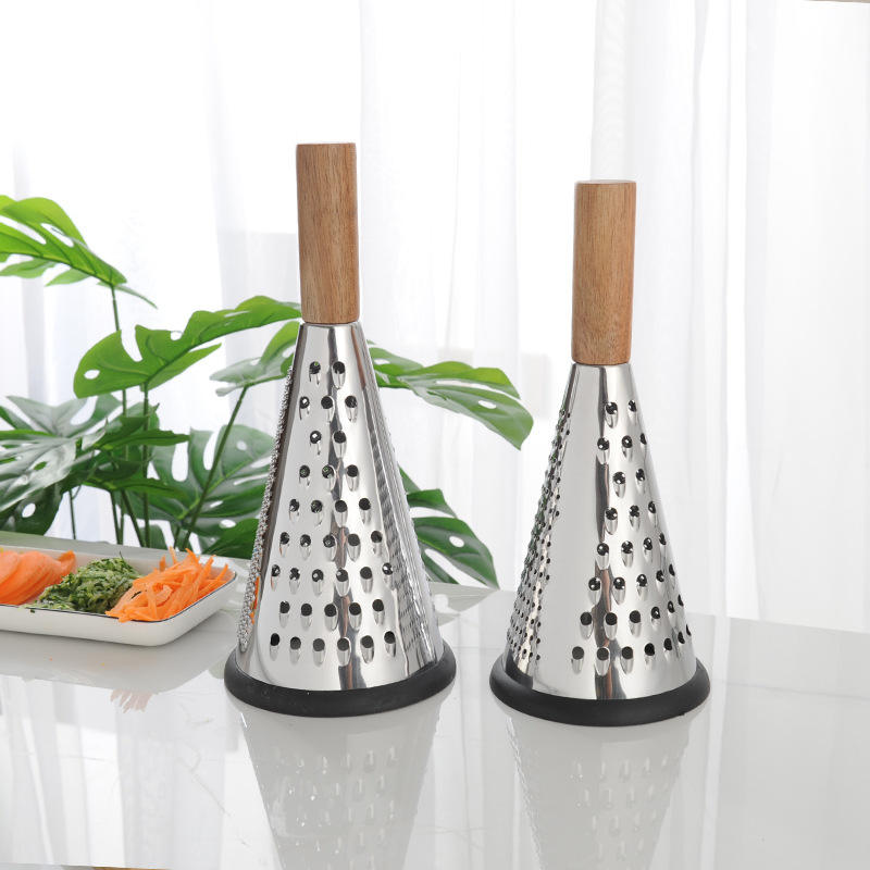 Stainless Steel Cone Grater with Wooden Handle (Small size)