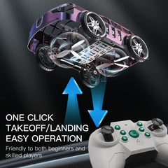 2-in-1 Air-Ground Dual-Mode Remote Control Flying Car, 2.4G RC Drone Car with Colorful LED Lights, 2 Batteries Electric Mini RC Racing Cars for Adults