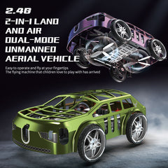 2-in-1 Air-Ground Dual-Mode Remote Control Flying Car, 2.4G RC Drone Car with Colorful LED Lights, 2 Batteries Electric Mini RC Racing Cars for Adults
