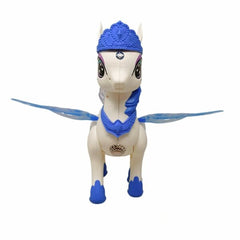 White and Blue Electronic Pegasus Unicorn Toy.