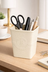 Cream textured pen holder | Perfect for home and office (Pack of 2)