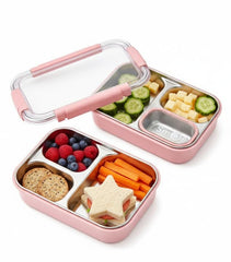 Leak proof stainless steel bento lunch box 3 compartment kids & adults