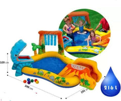 Dinosaur themed inflatable water play centre