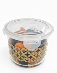 Luxury Gold Patterned Candy Jar with Floral Embossed Airtight Lid