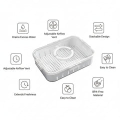 Transparent Plastic Refrigerator Storage Box with Drain Tray & Locking Lid