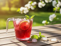 Transparent Plastic Drinking Cup With Handle (Red & Blue, Set of 2)