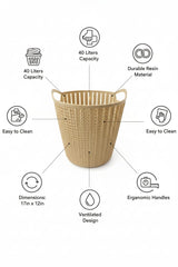 Large Round Brown Storage Basket