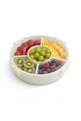 Round Airtight Plastic Snack & Dry Fruit Storage Container with Compartments