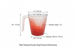 Transparent Plastic Drinking Cup With Handle (Red & Blue, Set of 2)