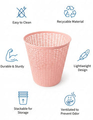 2-Piece Garbage Can Set – White, Brown & Pink
