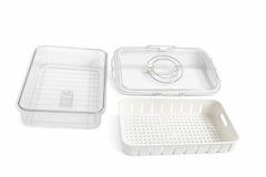 Transparent Plastic Refrigerator Storage Box with Drain Tray & Locking Lid