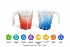 Transparent Plastic Drinking Cup With Handle (Red & Blue, Set of 2)