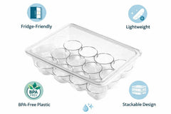 Transparent Plastic Egg Storage Tray with 12 Cavities