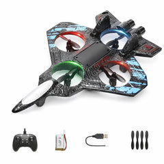 Mini RC Fighter Jet with LED Lights USB Rechargeable – Kids Flying Drone