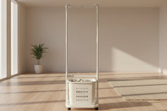 Portable Laundry Basket with Hanging Rack & Wheels