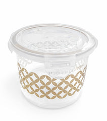 Luxury Gold Patterned Candy Jar with Floral Embossed Airtight Lid