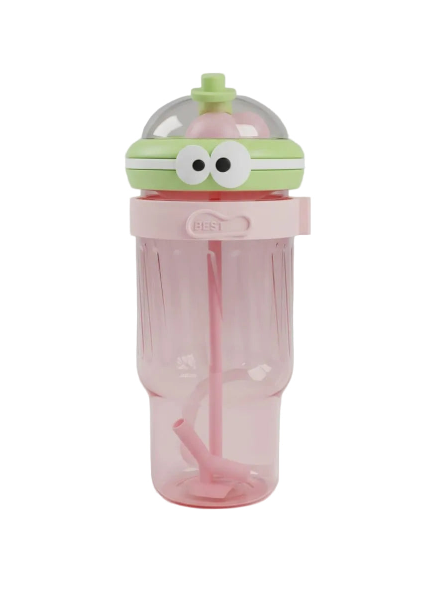 Cute Monster-Themed Drinking Cup with Straw & Handle – 900ml Large Capacity
