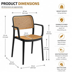 RATTAN ARM BLACK CAFE CHAIR
