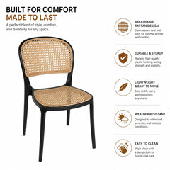 RATTAN OVAN BLACK CAFE CHAIR