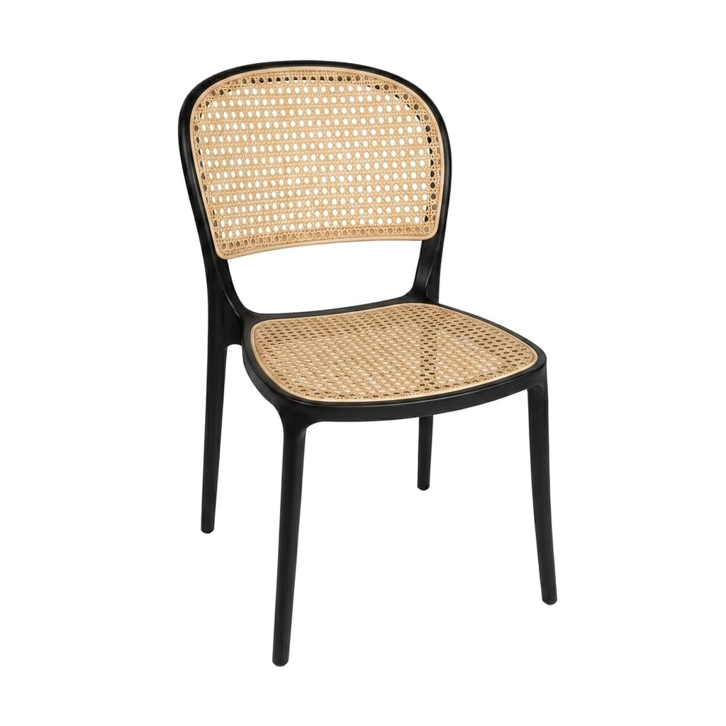 RATTAN OVAN BLACK CAFE CHAIR