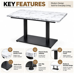 Luxury White Marble Top Dining Table