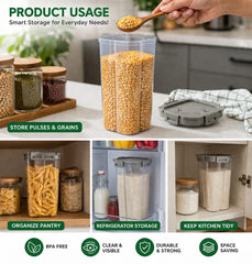 4-in-1 Airtight Food Storage Container – Multi-Compartment Clear Cereal Dispenser