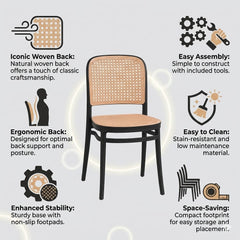 RATTAN PREMIUM BLACK CAFE CHAIR